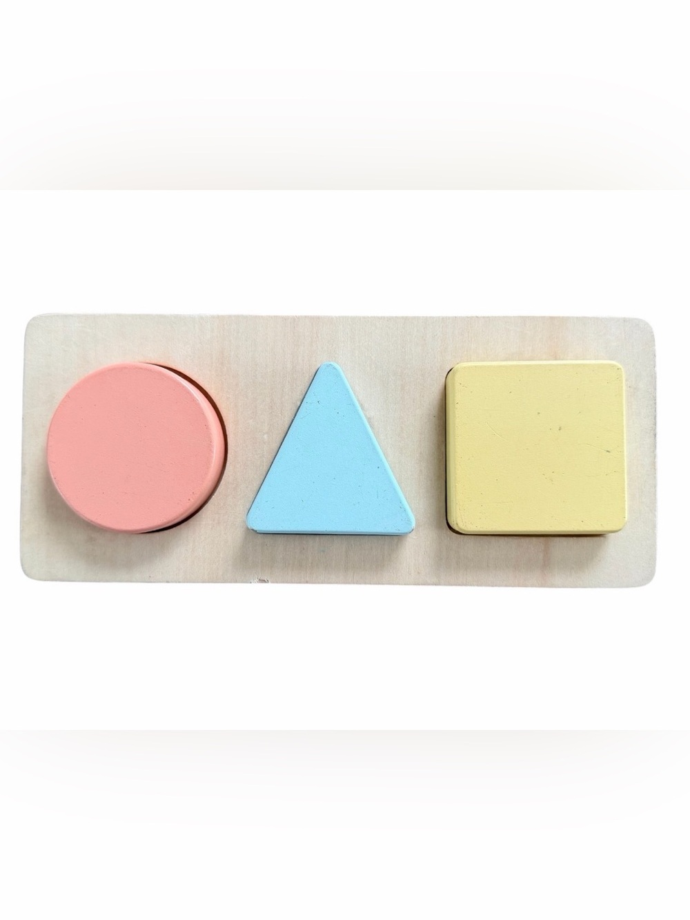Pearhead Inc. Wooden Preschool Shape Puzzle Board Circle Triangle Square Pieces